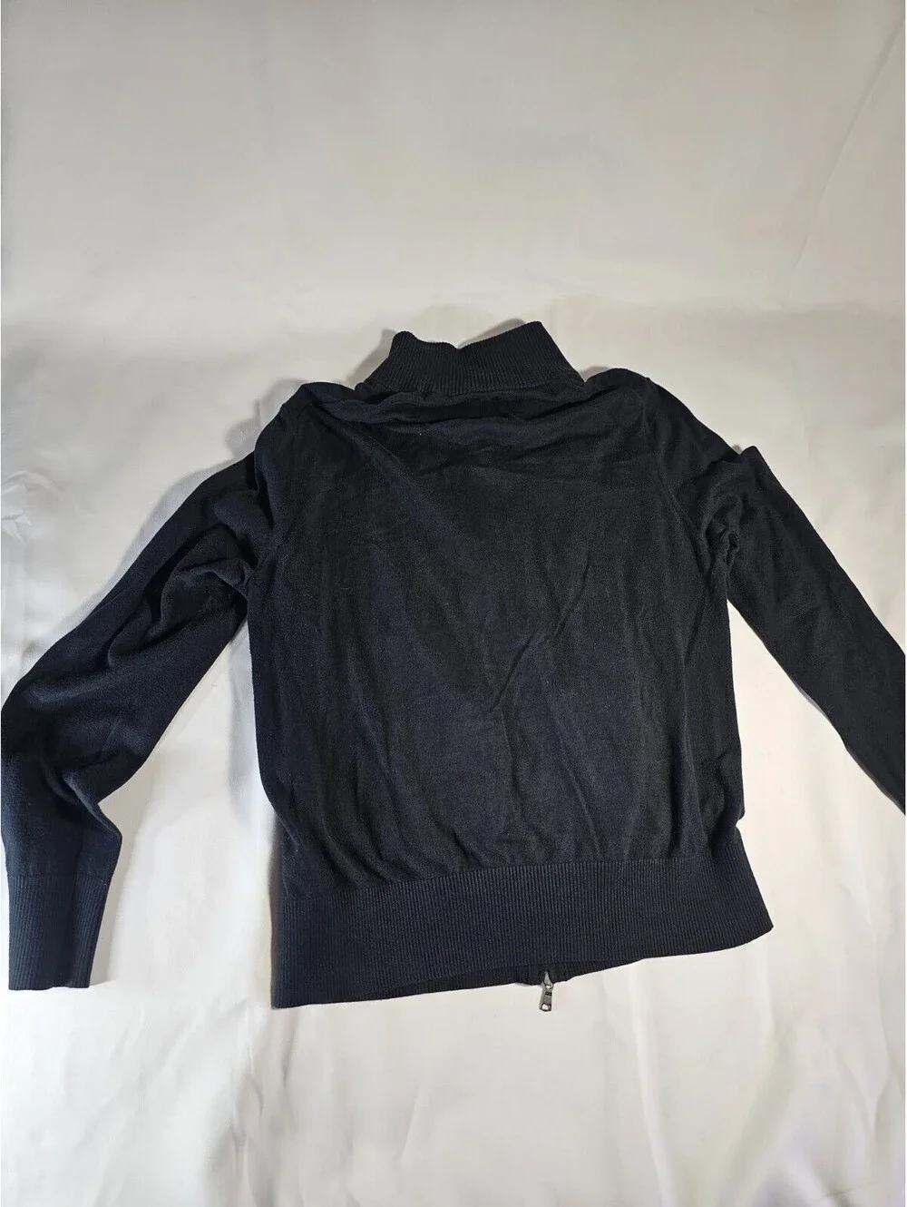 Banana Republic Men's Black Cotton Rib-Knit Full Zip Mock Neck Sweater L